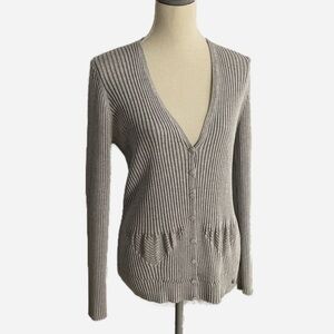 Escada Cardigan‎ Sweater Silver Metallic Size XL Luxury Old Money